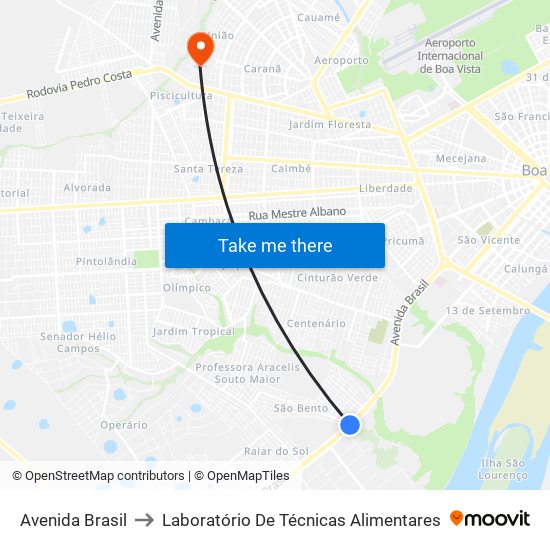 Avenida Brasil to Laboratório De Técnicas Alimentares map