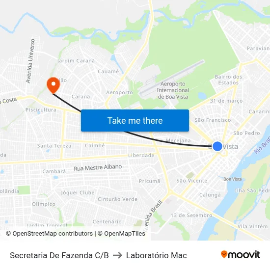 Secretaria De Fazenda C/B to Laboratório Mac map