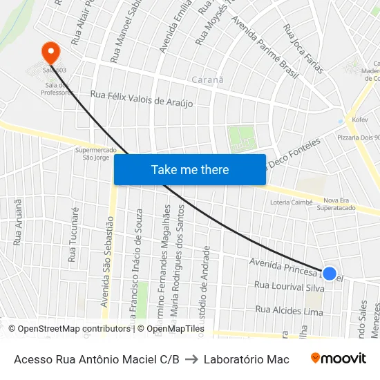 Acesso Rua Antônio Maciel C/B to Laboratório Mac map