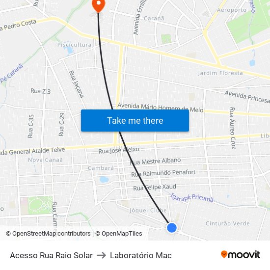 Acesso Rua Raio Solar to Laboratório Mac map