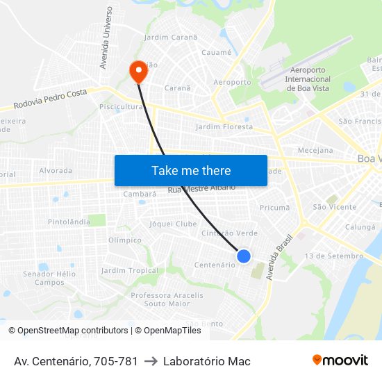 Av. Centenário, 705-781 to Laboratório Mac map