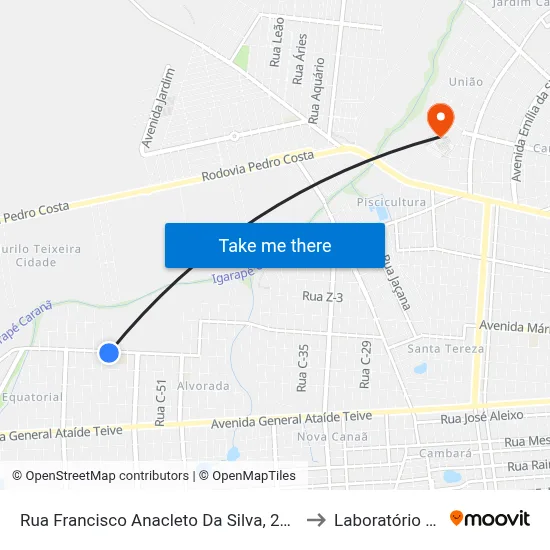 Rua Francisco Anacleto Da Silva, 2179 B/C to Laboratório Mac map