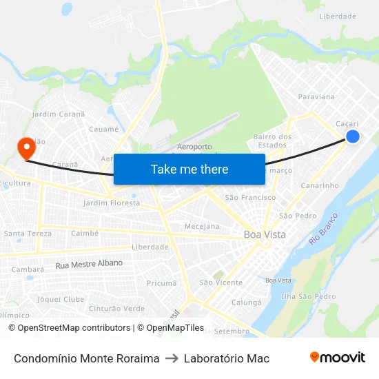 Condomínio Monte Roraima to Laboratório Mac map