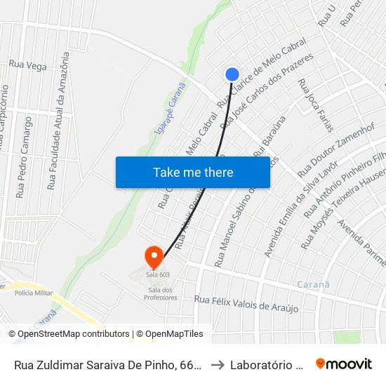 Rua Zuldimar Saraiva De Pinho, 662-708 to Laboratório Mac map