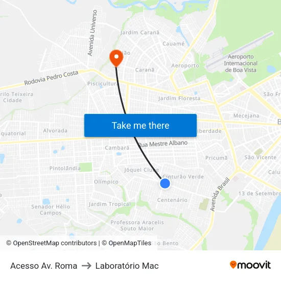 Acesso Av. Roma to Laboratório Mac map