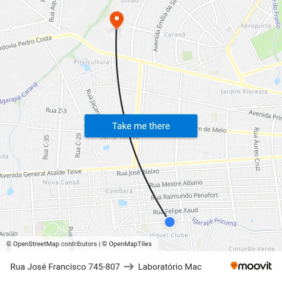 Rua José Francisco 745-807 to Laboratório Mac map
