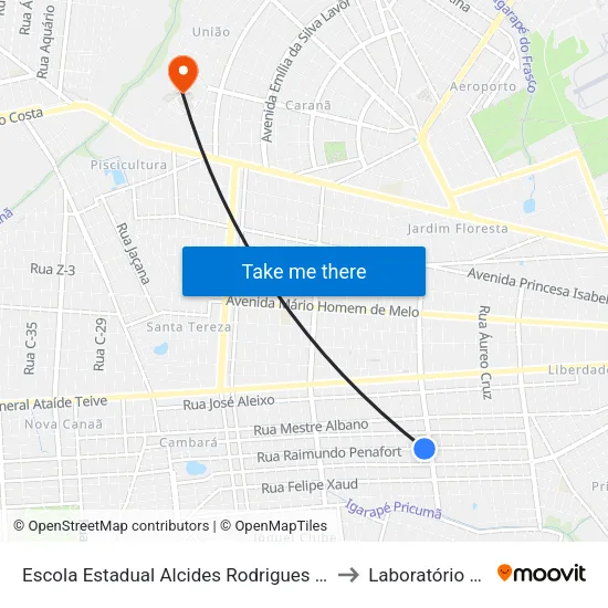 Escola Estadual Alcides Rodrigues Santos to Laboratório Mac map