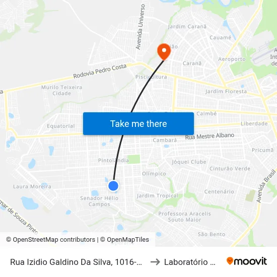 Rua Izidio Galdino Da Silva, 1016-1060 to Laboratório Mac map