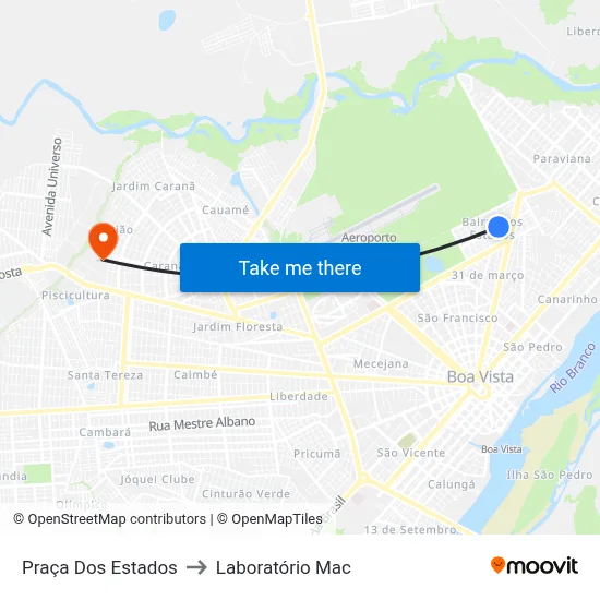 Praça Dos Estados to Laboratório Mac map