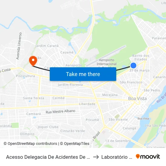Acesso Delegacia De Acidentes De Trânsito to Laboratório Mac map