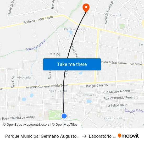 Parque Municipal Germano Augusto Sampaio to Laboratório Mac map