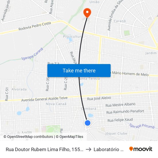 Rua Doutor Rubem Lima Filho, 155-319 to Laboratório Mac map