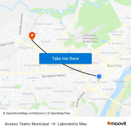 Acesso Teatro Municipal to Laboratório Mac map
