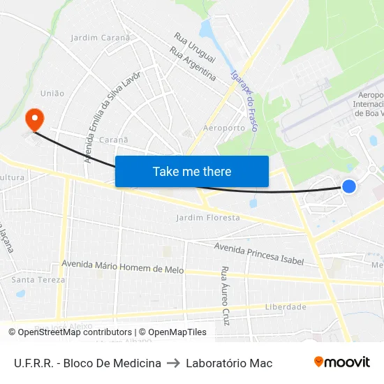 U.F.R.R. - Bloco De Medicina to Laboratório Mac map