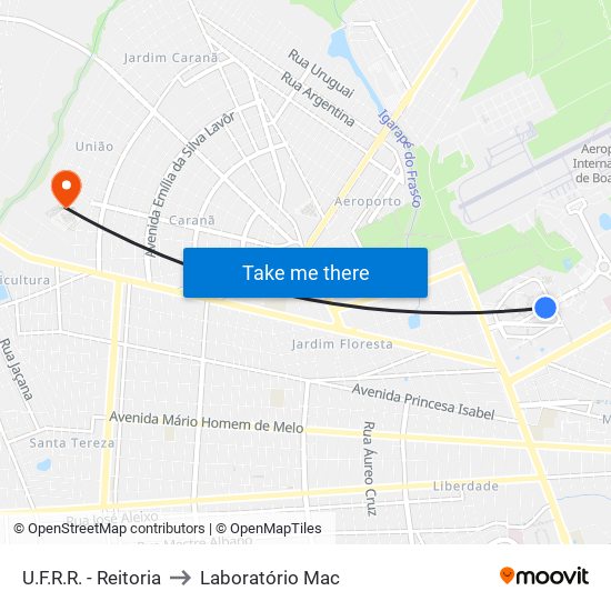 U.F.R.R. - Reitoria to Laboratório Mac map