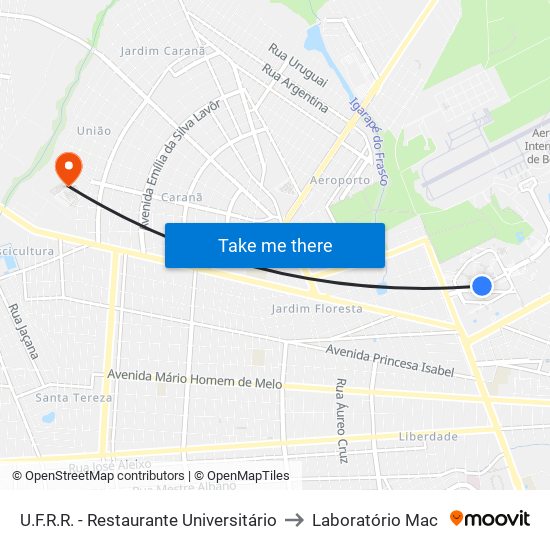 U.F.R.R. - Restaurante Universitário to Laboratório Mac map