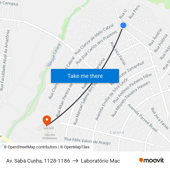 Av. Sabá Cunha, 1128-1186 to Laboratório Mac map