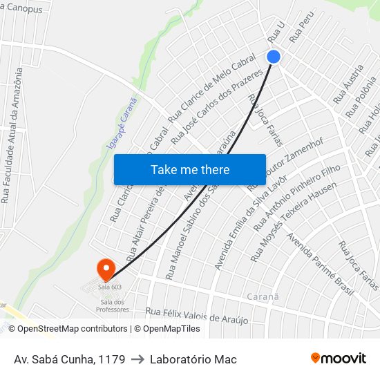 Av. Sabá Cunha, 1179 to Laboratório Mac map