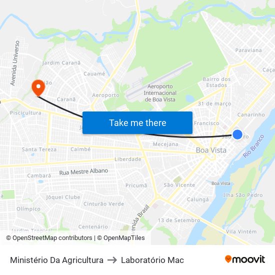 Ministério Da Agricultura to Laboratório Mac map
