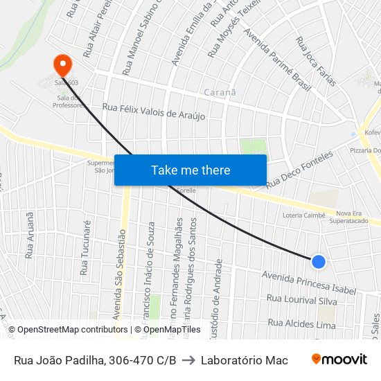 Rua João Padilha, 306-470 C/B to Laboratório Mac map