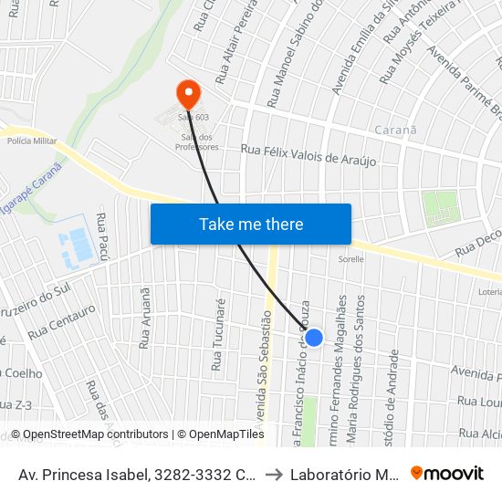 Av. Princesa Isabel, 3282-3332 C/B to Laboratório Mac map