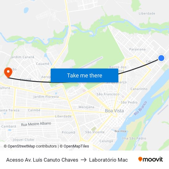 Acesso Av. Luís Canuto Chaves to Laboratório Mac map