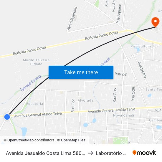 Avenida Jesualdo Costa Lima 580 B/C to Laboratório Mac map