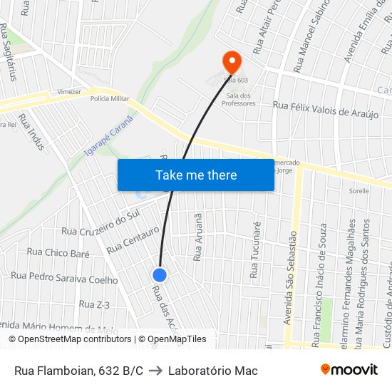 Rua Flamboian, 632 B/C to Laboratório Mac map
