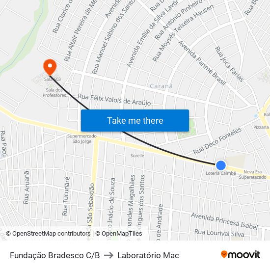 Fundação Bradesco C/B to Laboratório Mac map