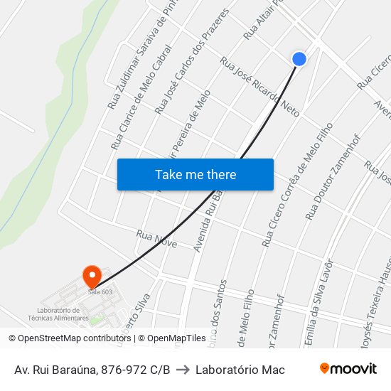 Av. Rui Baraúna, 876-972 C/B to Laboratório Mac map