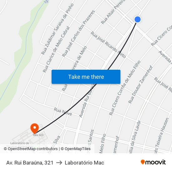 Av. Rui Baraúna, 321 to Laboratório Mac map