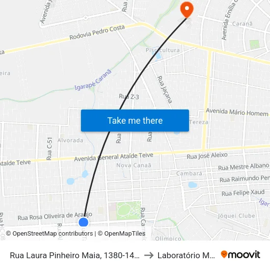 Rua Laura Pinheiro Maia, 1380-1444 to Laboratório Mac map
