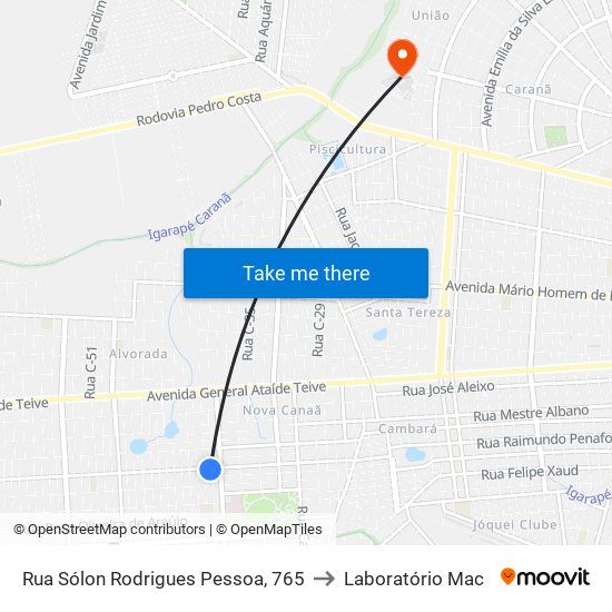 Rua Sólon Rodrigues Pessoa, 765 to Laboratório Mac map