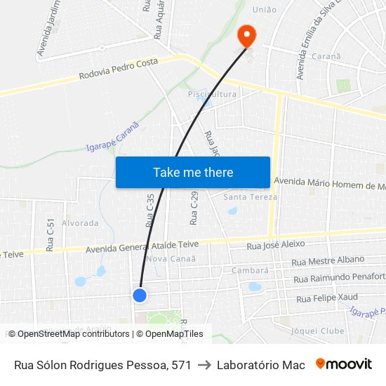 Rua Sólon Rodrigues Pessoa, 571 to Laboratório Mac map