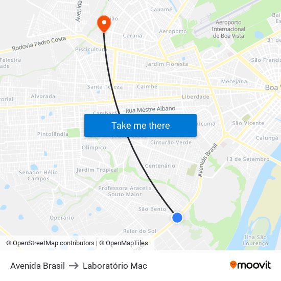 Avenida Brasil to Laboratório Mac map