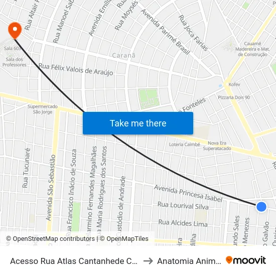 Acesso Rua Atlas Cantanhede C/B to Anatomia Animal map
