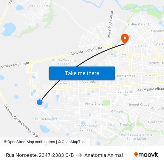 Rua Noroeste, 2347-2383 C/B to Anatomia Animal map