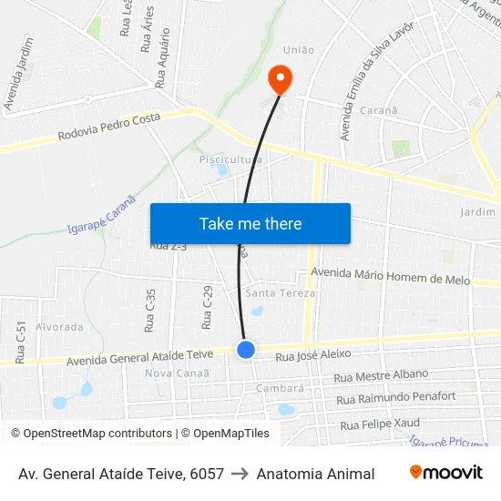 Av. General Ataíde Teive, 6057 to Anatomia Animal map