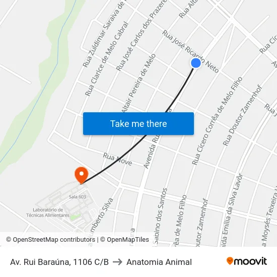 Av. Rui Baraúna, 1106 C/B to Anatomia Animal map