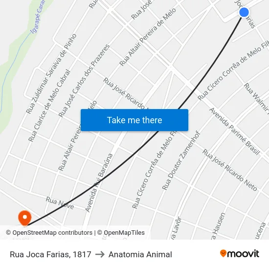 Rua Joca Farias, 1817 to Anatomia Animal map