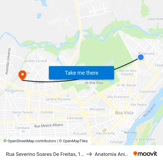 Rua Severino Soares De Freitas, 1559 to Anatomia Animal map