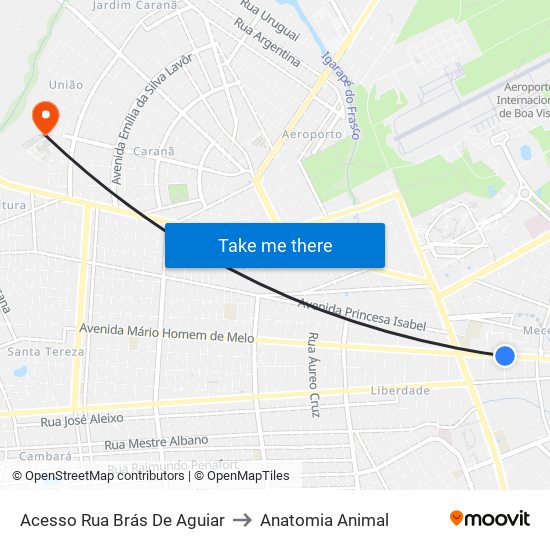 Acesso Rua Brás De Aguiar to Anatomia Animal map