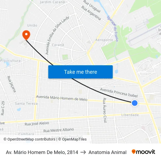 Av. Mário Homem De Melo, 2814 to Anatomia Animal map