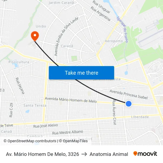 Av. Mário Homem De Melo, 3326 to Anatomia Animal map