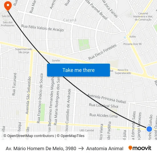Av. Mário Homem De Melo, 3980 to Anatomia Animal map