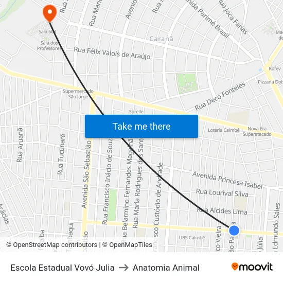 Escola Estadual Vovó Julia to Anatomia Animal map
