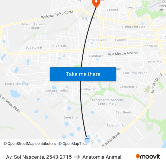 Av. Sol Nascente, 2543-2715 to Anatomia Animal map