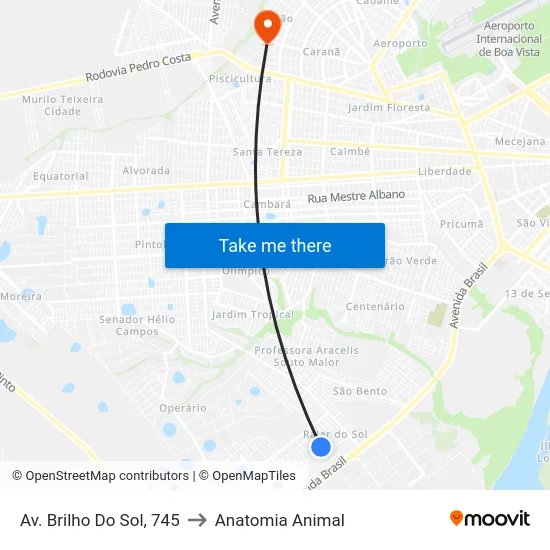 Av. Brilho Do Sol, 745 to Anatomia Animal map