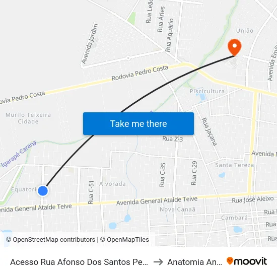 Acesso Rua Afonso Dos Santos Pereira C/B to Anatomia Animal map
