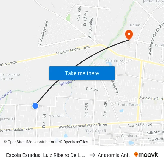 Escola Estadual Luiz Ribeiro De Lima B/C to Anatomia Animal map